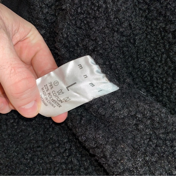 MNML Distressed Denim Black Sherpa Trucker Jacket | Size Large - Picture 10 of 10